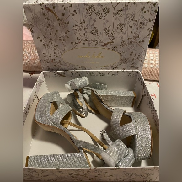 Antonio Melani x Nicola Bathie Lila Bow Detail Platform Dress Sandals silver - Picture 2 of 9